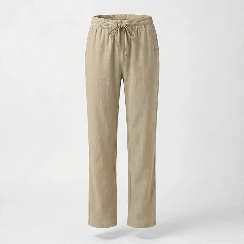 womens pants, cotton pants, straight leg pants, drawstring pants, cotton linen pants