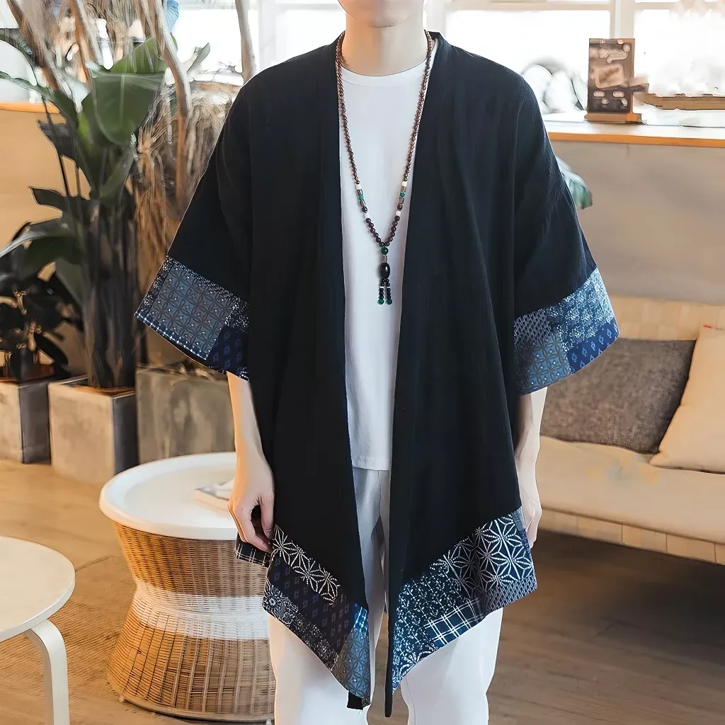 Men’s Kimono Cardigan Long Haori – Blue Raze KIMONOMO 3