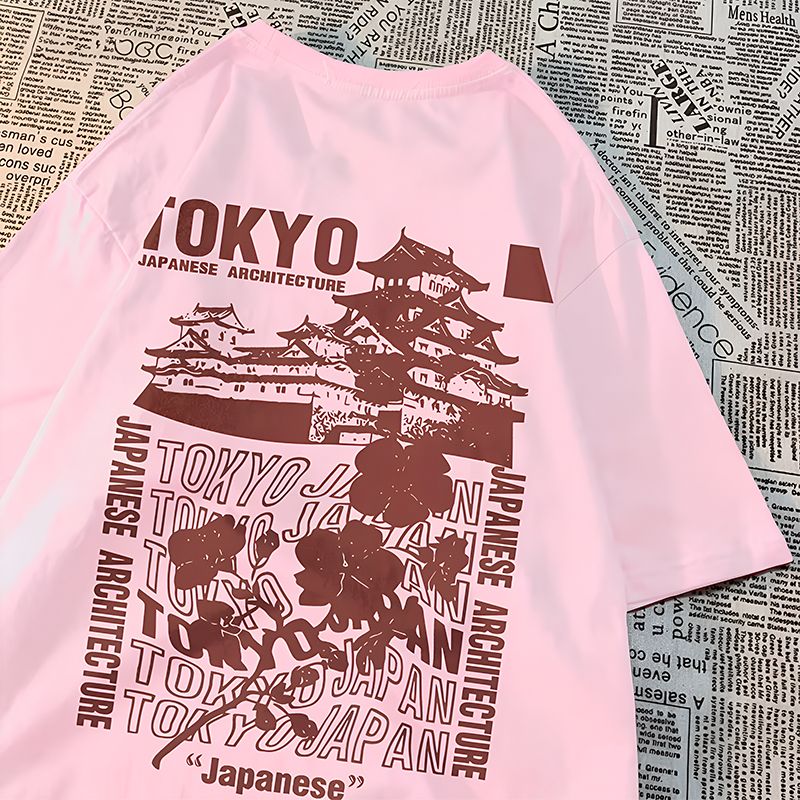 Japanese Style Oversized T-Shirt for Women KIMONOMO Pink