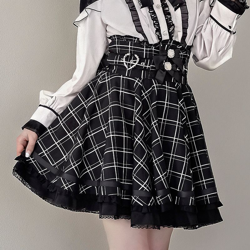 high waist skirt, bow skirt, japanese skirt